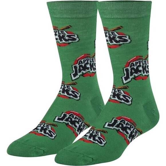 Kellogg's Apple Jacks Cereal Crew Socks Men's (6-12 Shoe Size) Green, Red, Black - Picture 1 of 1